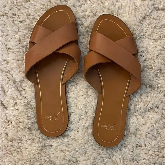 J. Crew | Shoes | Brown Leather Slide Sandals Size | Poshmark display picture 1